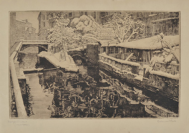 NAVIGLIO D'INVERNO DAL PONTE DI VIA S. ANDREA